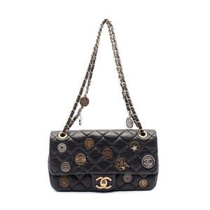 Chanel Matelasse Shoulder Bag Black Leather
